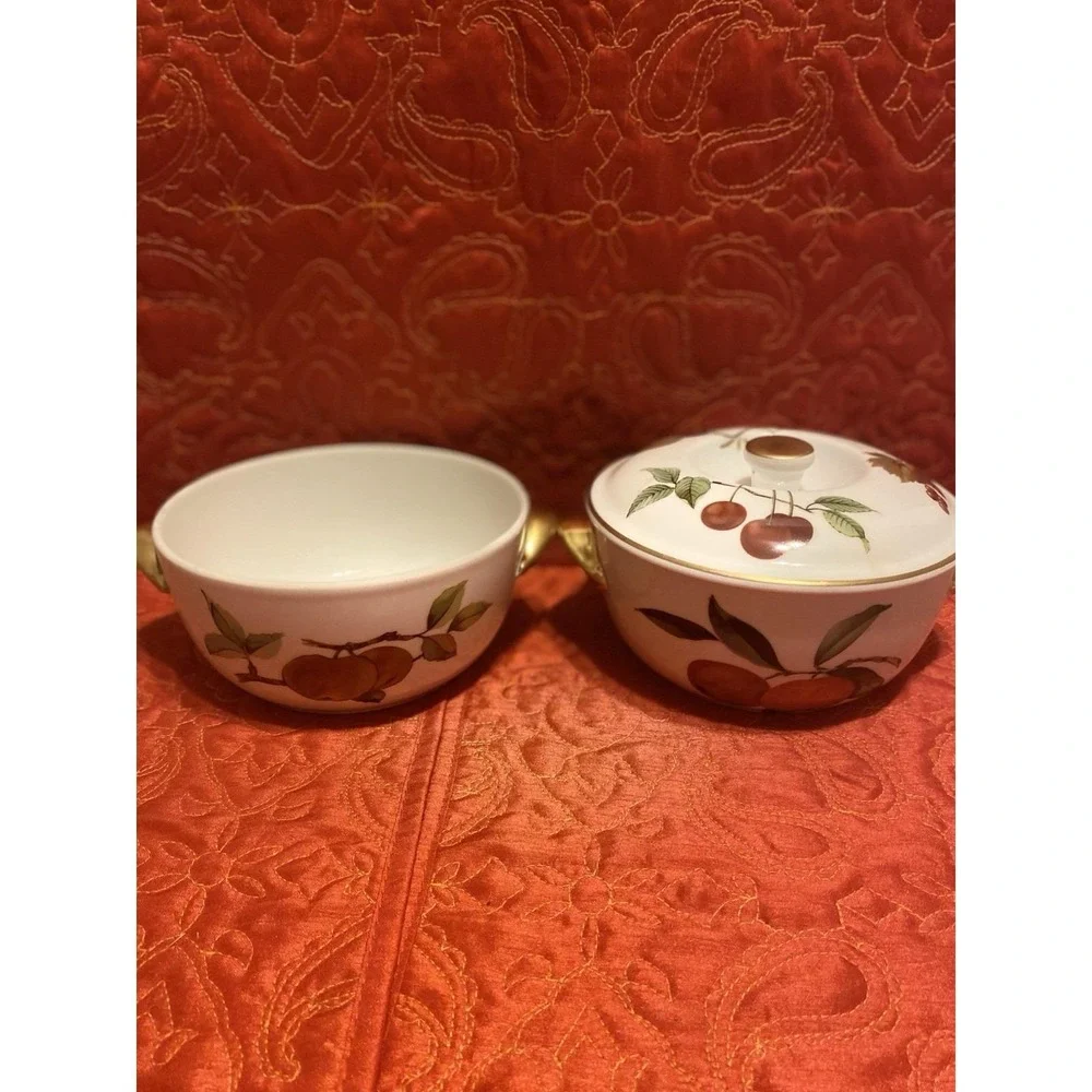 Royal Worcester Evesham Gold Casserole Covered 1 Qt 2 Bottoms, 1 Cover Vintage